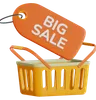 Big Sale Tag With Shopping Basket