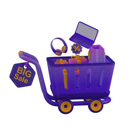 Big Sale Trolley  3D Icon