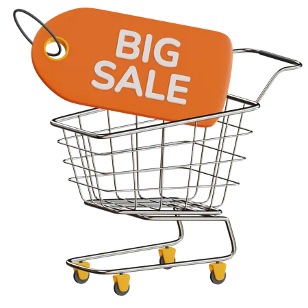 3 D Big Sale With Trolley Illustration 3D Icon