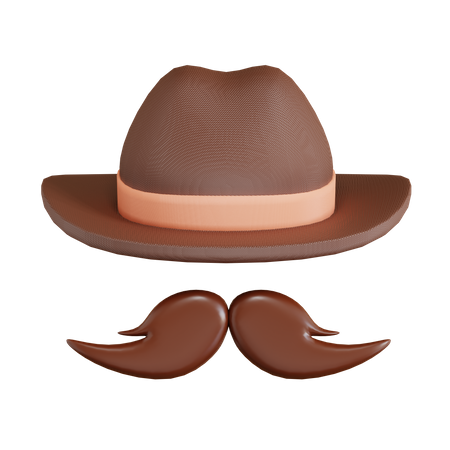 Bigode com chapéu  3D Icon