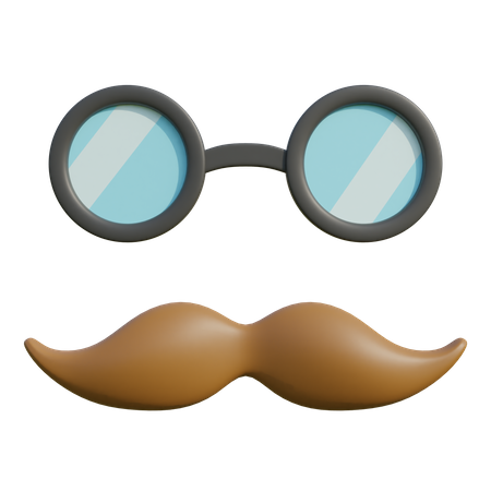 Bigode e óculos  3D Illustration