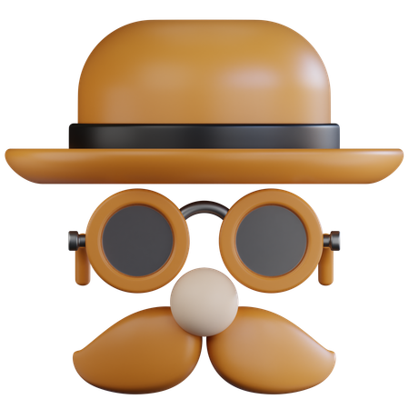 Bigote con sombrero  3D Icon