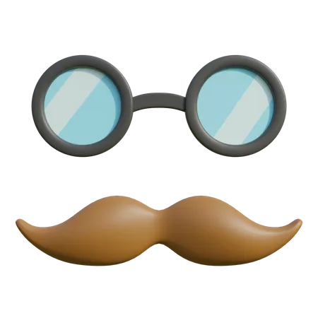 Bigote y gafas  3D Illustration