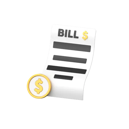 Bill 3 D Icon Represents Financial Invoice Payment Obligation Transaction Record And Accounting Document For Goods Or Services Purchased 3D Icon