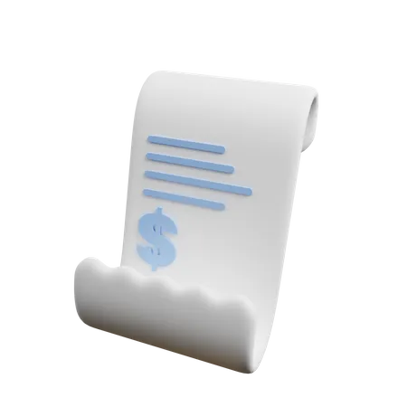 3 D Illustration Of Payment Concept Receipt Paper With Dollar Icon 3D Illustration