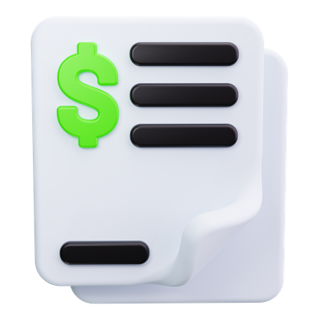 청구서 영수증  3D Icon