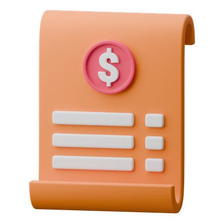 청구서 영수증  3D Icon