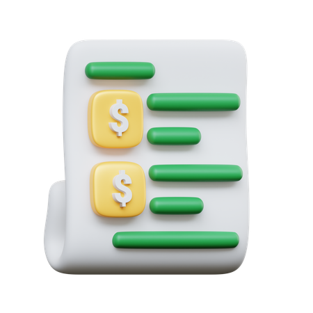 청구서 영수증  3D Icon