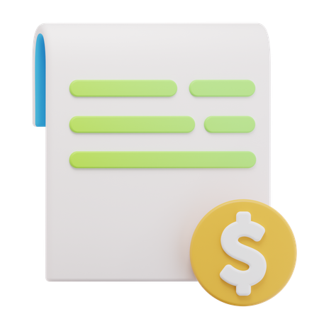 청구서 영수증  3D Icon
