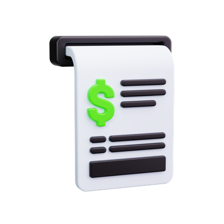 청구서 영수증  3D Icon
