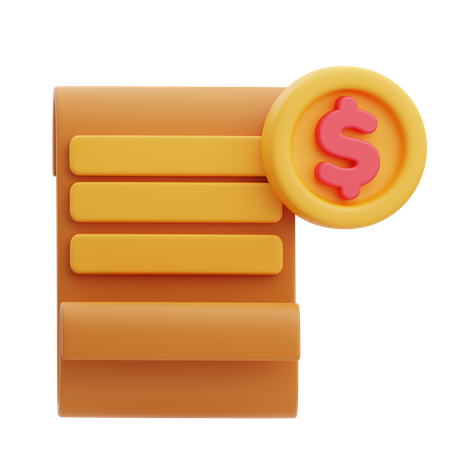 Bill Receipt  3D Icon