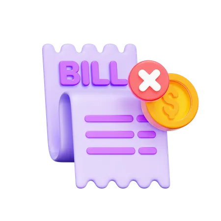 Bill Rejected Payment  3D Icon