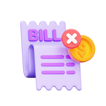 Bill Rejected Payment  3D Icon