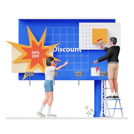 Billboard Ads Design  3D Illustration