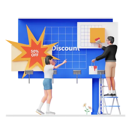 Billboard Ads Design  3D Illustration