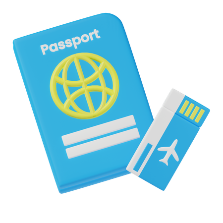 Billet de passeport  3D Icon