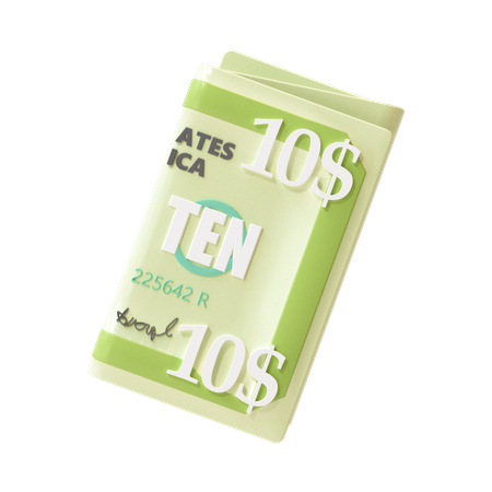 Billete de 10 dolares  3D Icon