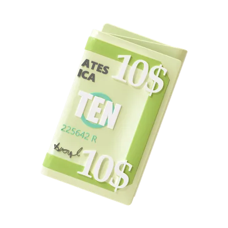 Billete de 10 dolares  3D Icon