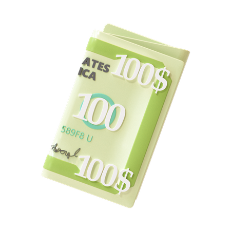 Billete de 100 dolares  3D Icon