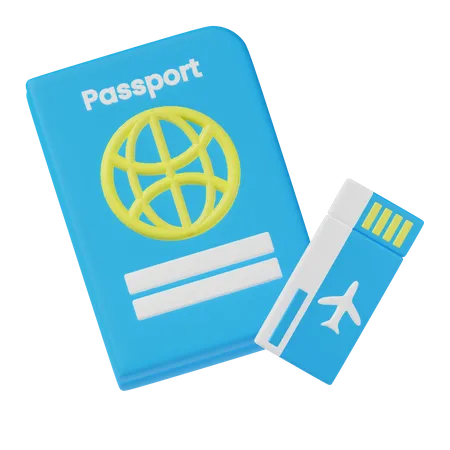 Icono De Viaje 3 D De Billete De Pasaporte 3D Icon