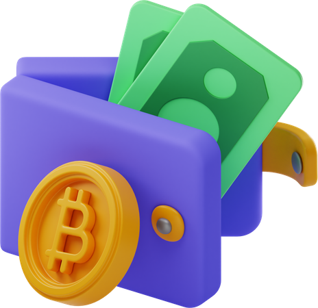 Billetera Bitcoin  3D Illustration