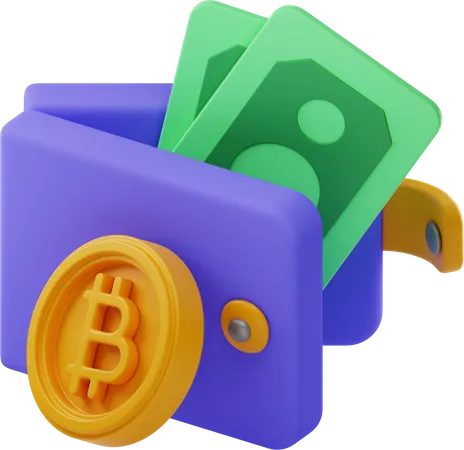 Billetera Bitcoin  3D Illustration