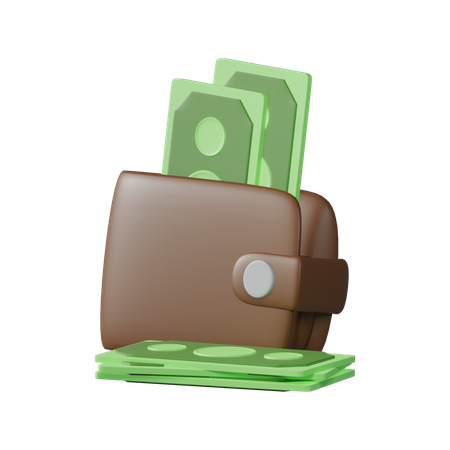 Cartera con dinero  3D Illustration