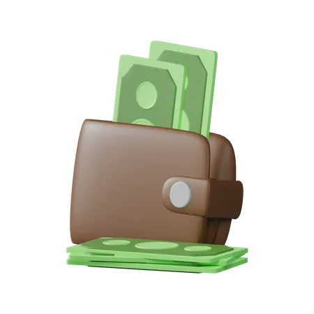 Cartera con dinero  3D Illustration