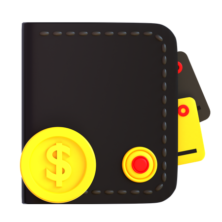 Billetera con monedas  3D Icon