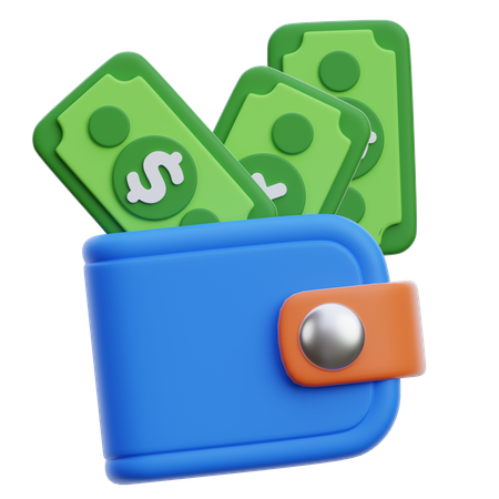 Billetera digital con dinero  3D Icon