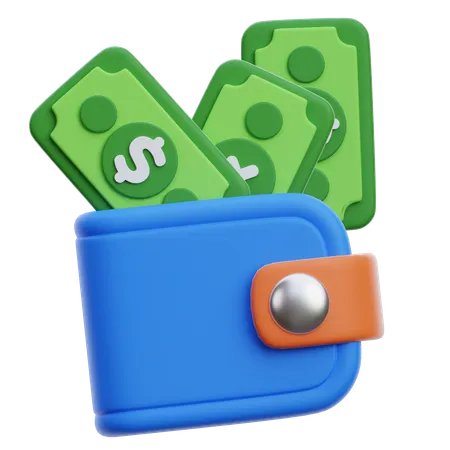 Billetera digital con dinero  3D Icon