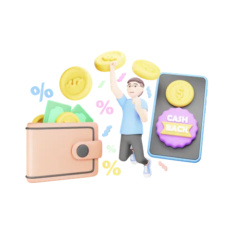 Dinero de billetera  3D Illustration