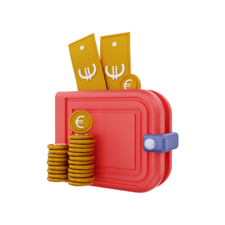 Billetera de dinero en euros  3D Illustration