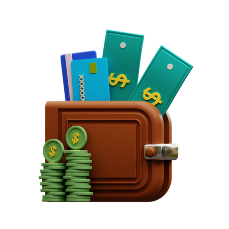 Billetera de un dolar  3D Icon