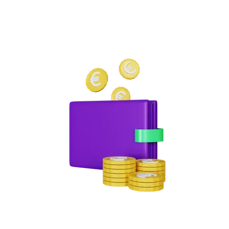 Billetera de euros  3D Illustration