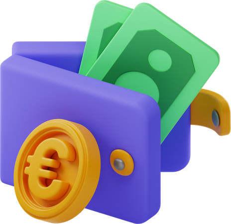 Billetera de euros  3D Illustration