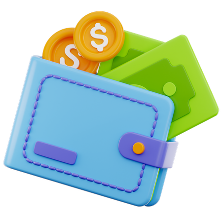 Billetera y dinero  3D Icon