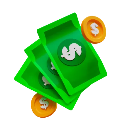 Billetes y monedas  3D Icon