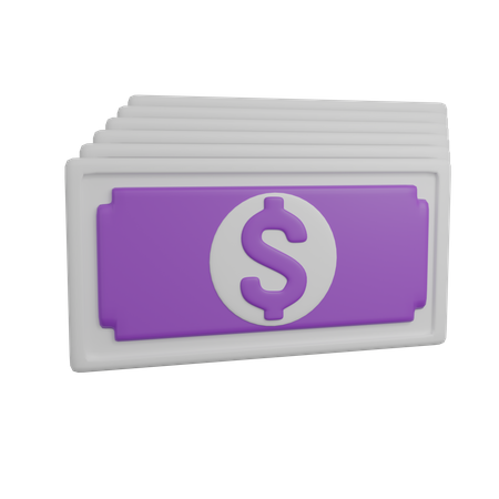 Billets de dollars  3D Icon