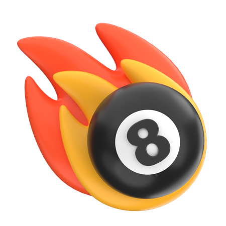 Billiard Ball With Fire  3D Icon