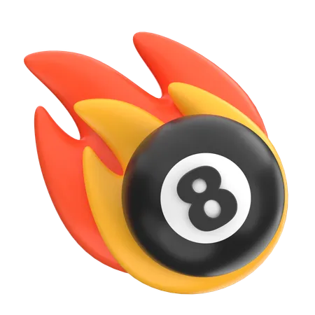 Billiard Ball With Fire  3D Icon