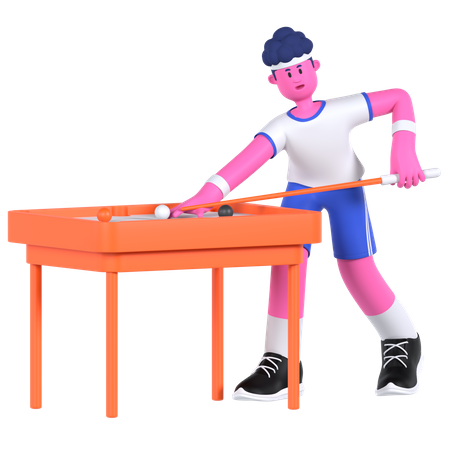 Billiard Player  3D Illustration