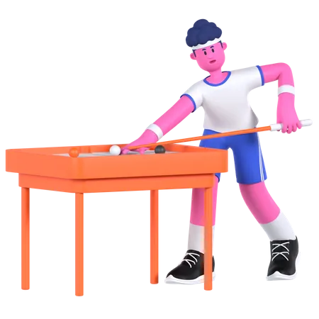 Billiard Player  3D Illustration