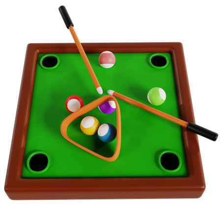 Billiard Table with Balls and Cues  3D Icon