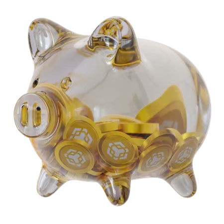 Binance Coin (BNB) Clear Glass Piggy Bank 3D Icon