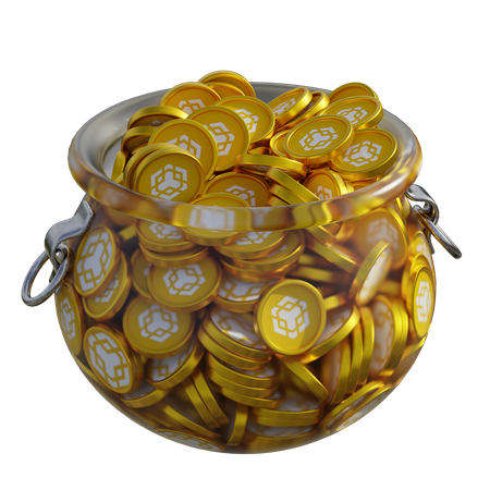 Binance Coin (BNB) Clear Glass Pot  3D Icon