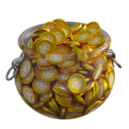 Binance Coin (BNB) Clear Glass Pot  3D Icon