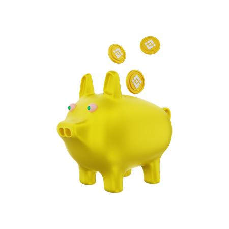 Binance Piggy Bank  3D Illustration