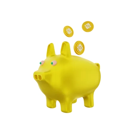 Binance Piggy Bank 3D Illustration