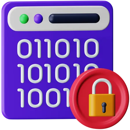 Binary Code Lock  3D Icon